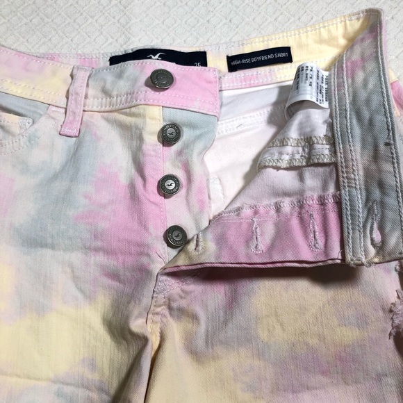 Hollister pink tie dye button fly distressed short - Picture 5 of 8